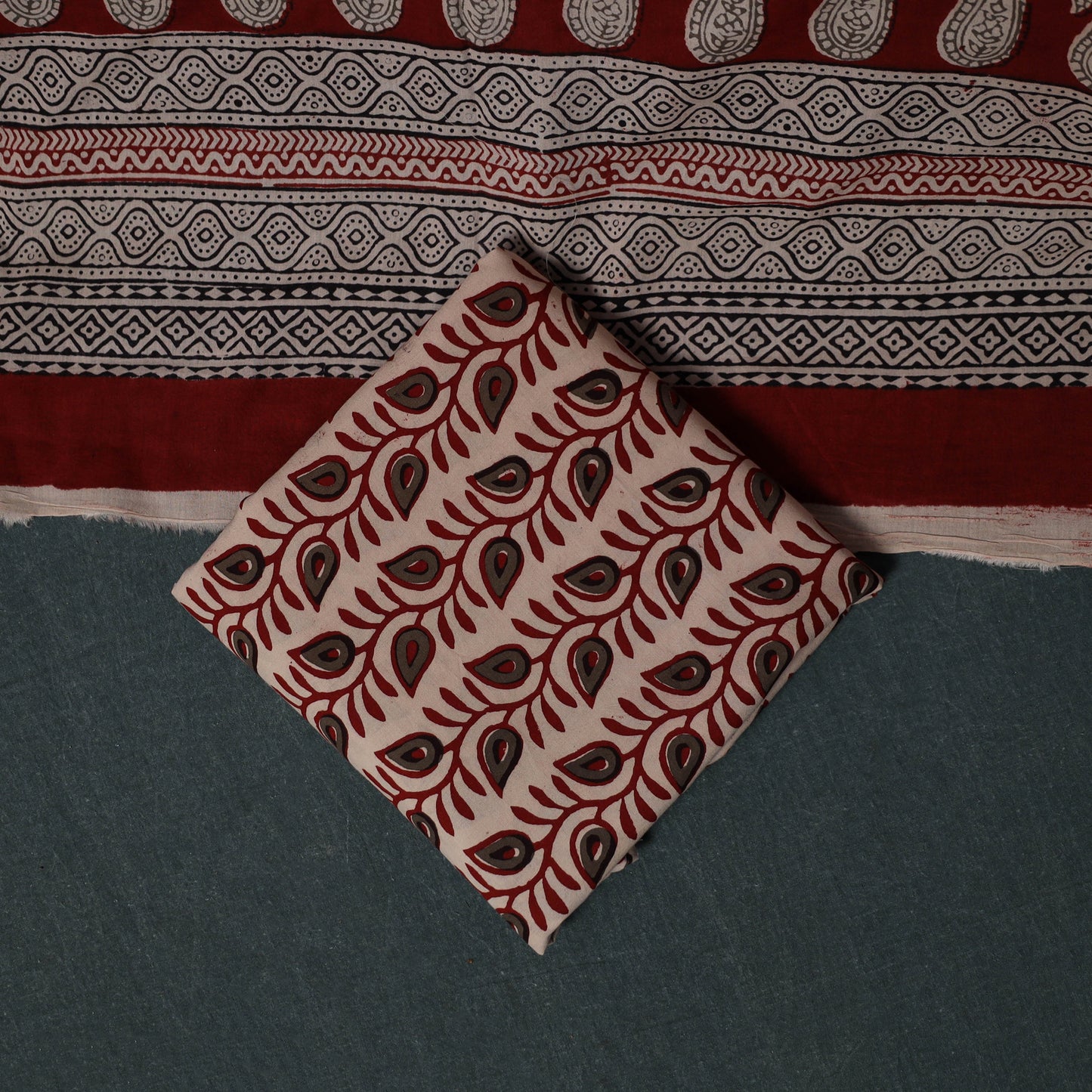 Bagh Hand Block Print Cotton 3pc Unstitched Dress Material Suit Set 38