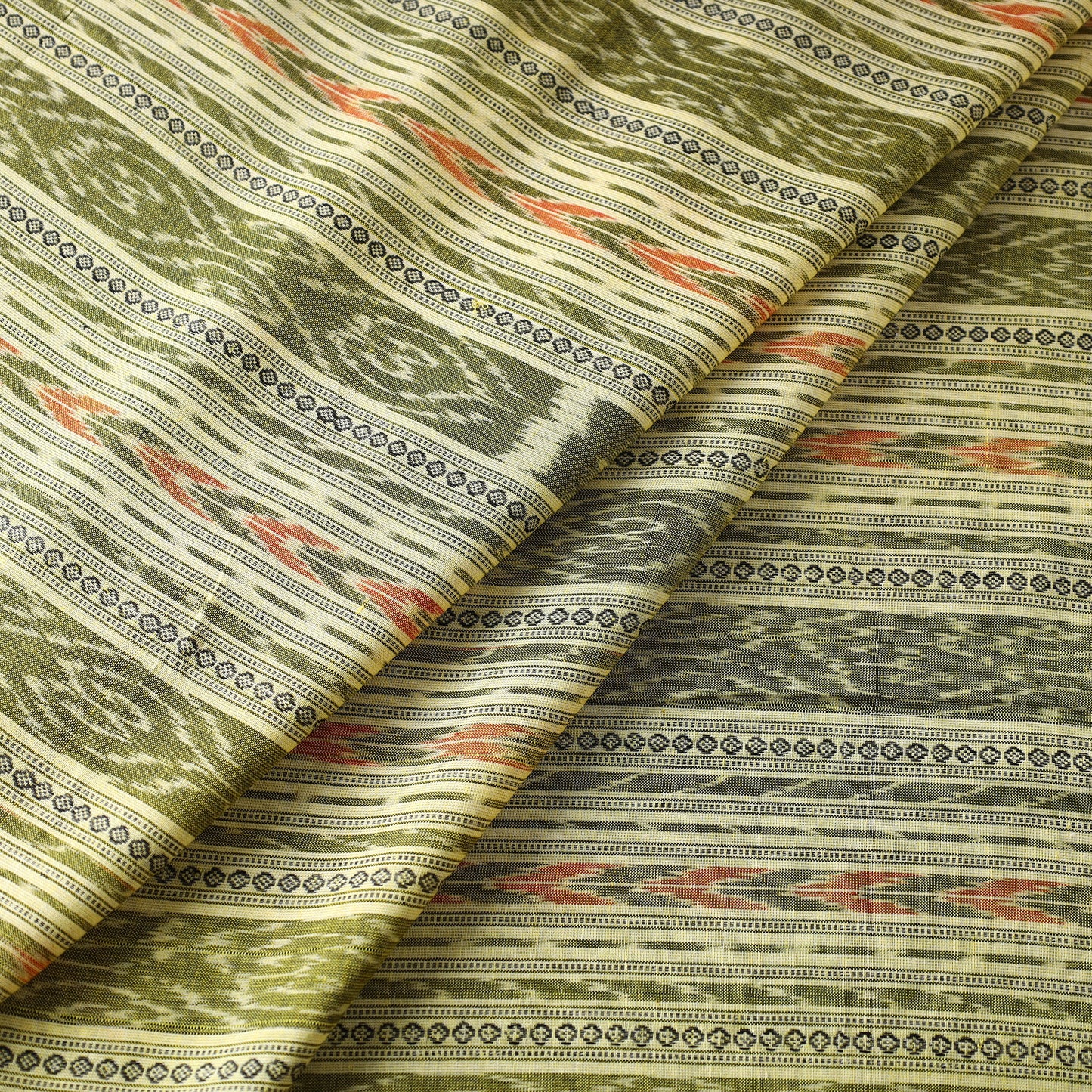 Yellow - Sambalpuri Ikat Weaving Cotton Fabric
