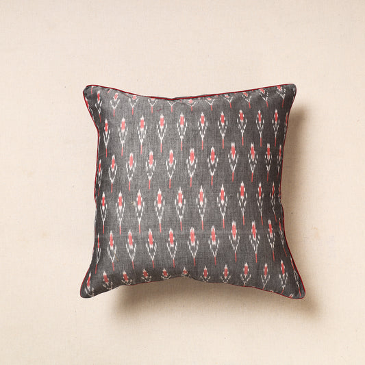 Black - Pochampally Ikat Cotton Cushion Cover (16 x 16 in) 15