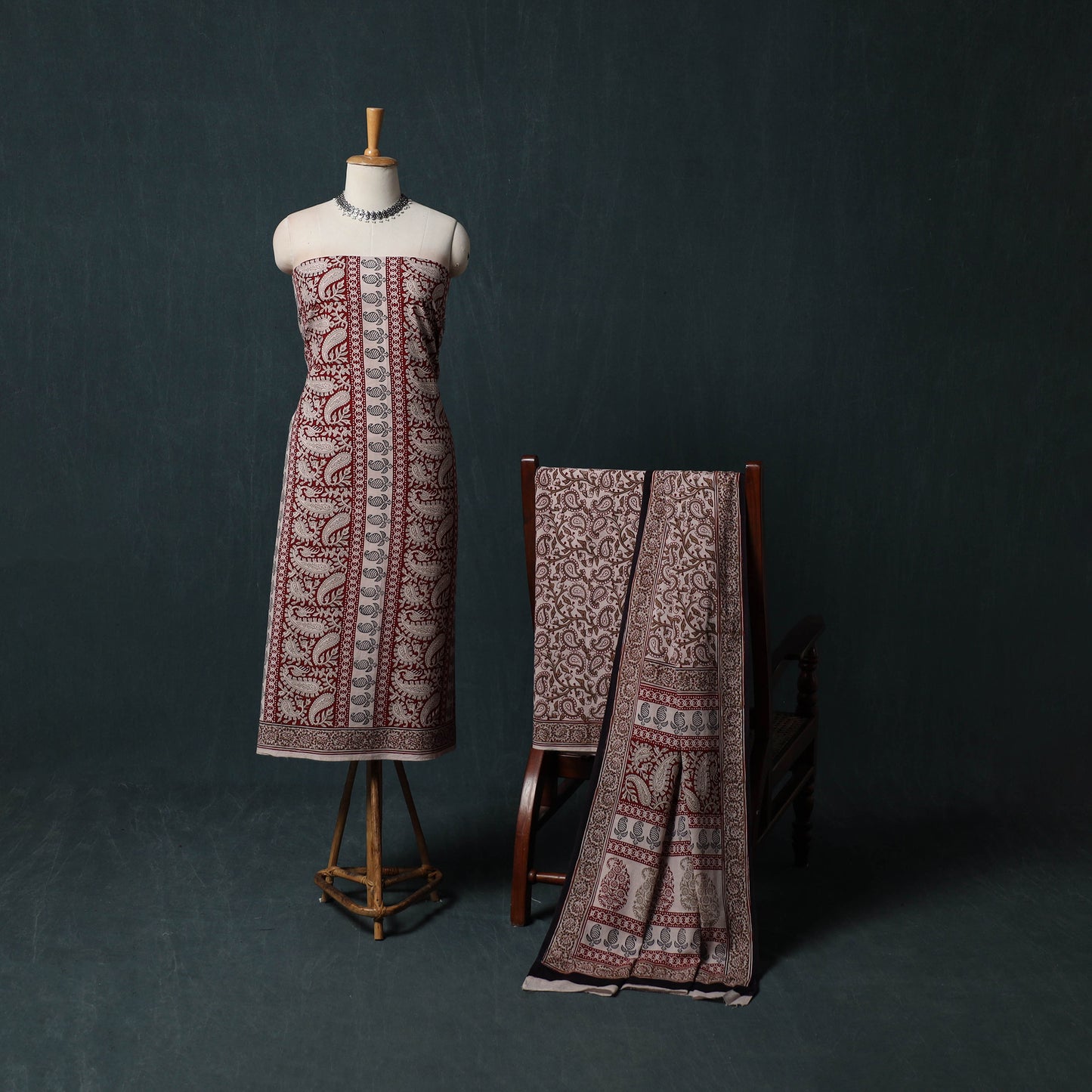 Bagh Hand Block Print Cotton 3pc Unstitched Dress Material Suit Set 39