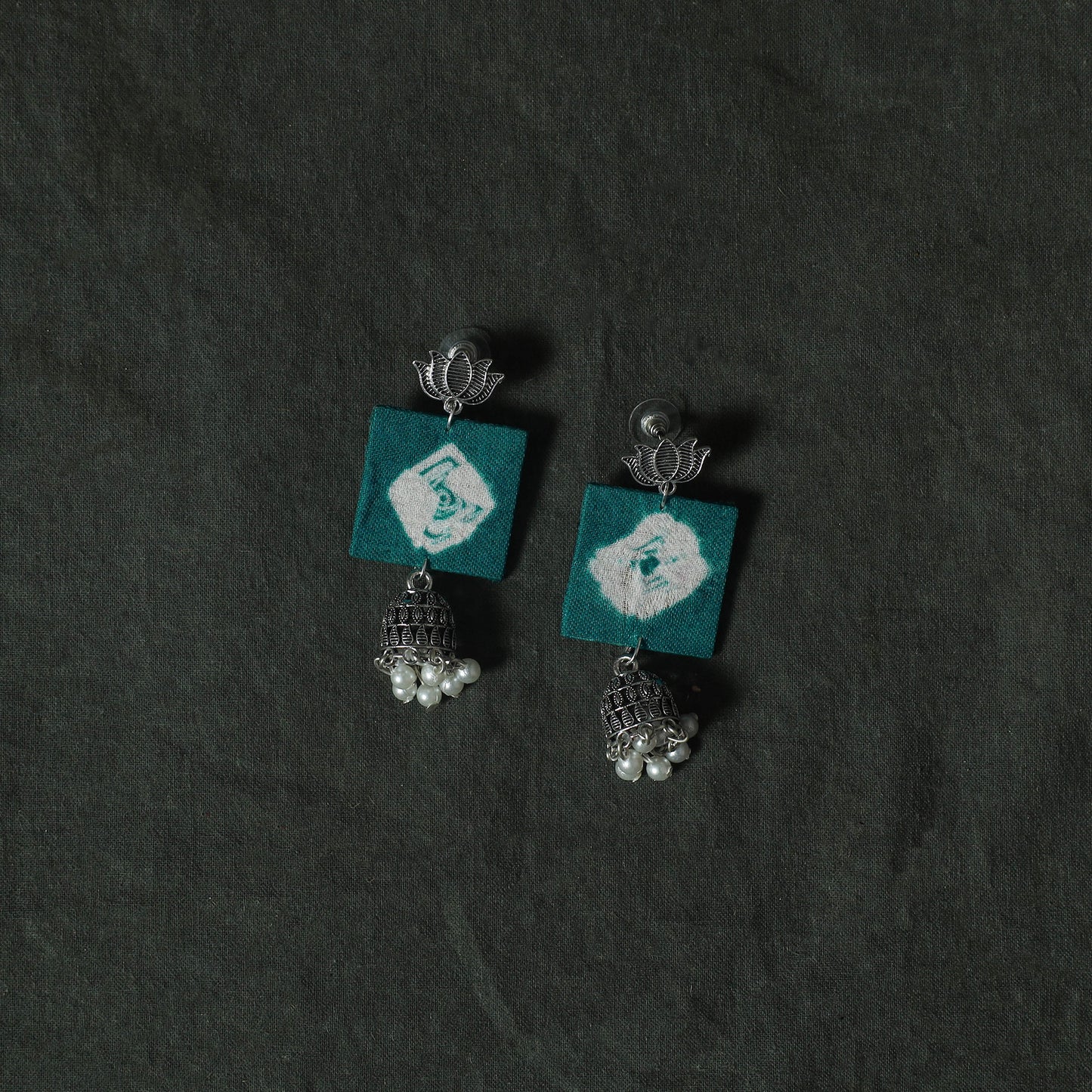 Green - Kutch Bandhani Tie-Dye Cotton 2pc Unstitched Dress Material Kurta Set with Earrings 18