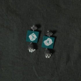 Green - Kutch Bandhani Tie-Dye Cotton 2pc Unstitched Dress Material Kurta Set with Earrings 18