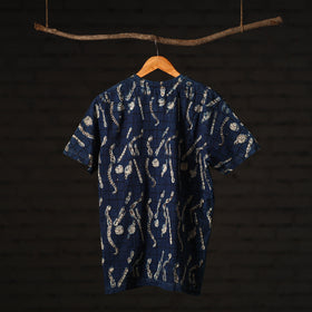 Blue - bindaas art printed cotton round neck t-shirt