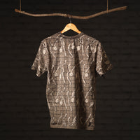 Brown - Bindaas Block Art Printed Cotton Round Neck T-shirt