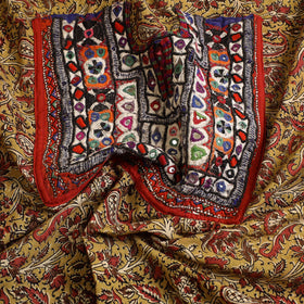 Buy Yellow Desert Thread Embroidery Kalamkari Kurta Material