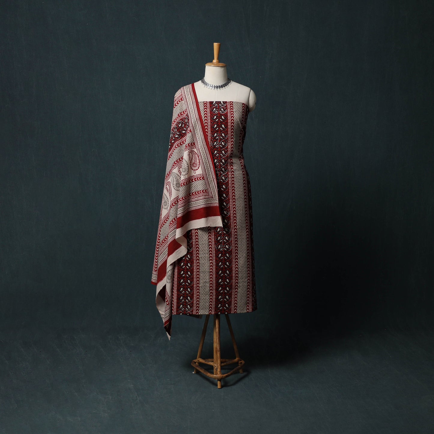 Bagh Hand Block Print Cotton 3pc Unstitched Dress Material Suit Set 40