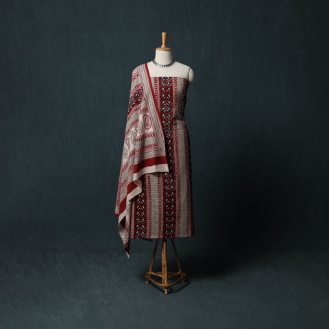 Bagh Hand Block Print Cotton 3pc Unstitched Dress Material Suit Set 40