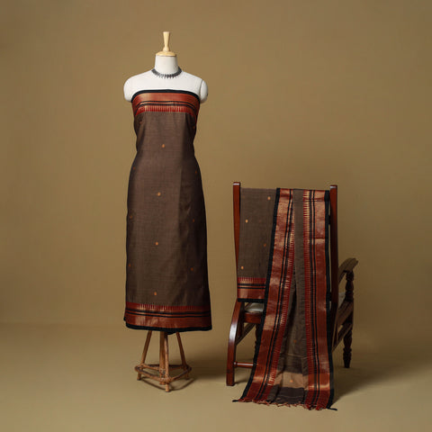 Dharwad Cotton 3pc Unstitched Dress Material with Border 48