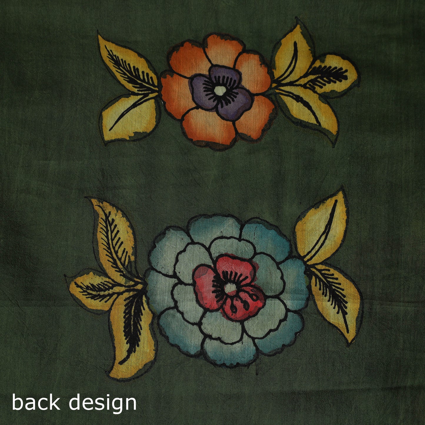 Handpainted Srikalahasti Pen Work Kalamkari Bangalore Silk 2pc Unstitched Dress Material Kurta Set 05