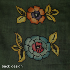 Handpainted Srikalahasti Pen Work Kalamkari Bangalore Silk 2pc Unstitched Dress Material Kurta Set 05