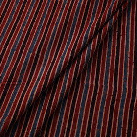 Red Natural Dyed Block Print Cotton Ajrakh Fabric