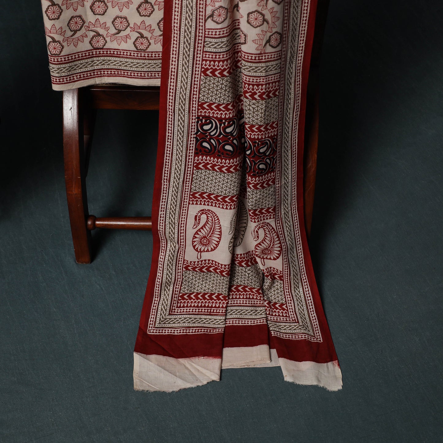 Bagh Hand Block Print Cotton 3pc Unstitched Dress Material Suit Set 40
