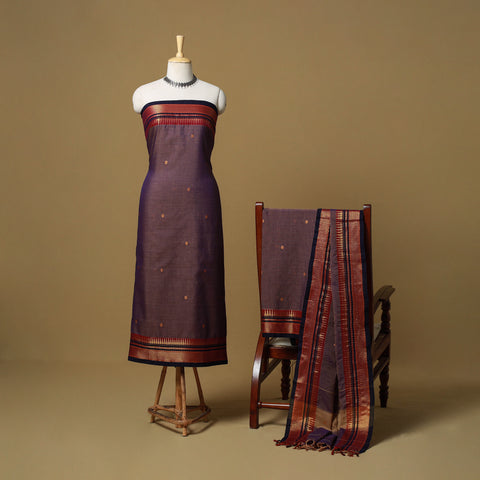 Dharwad Cotton 3pc Unstitched Dress Material with Border 49