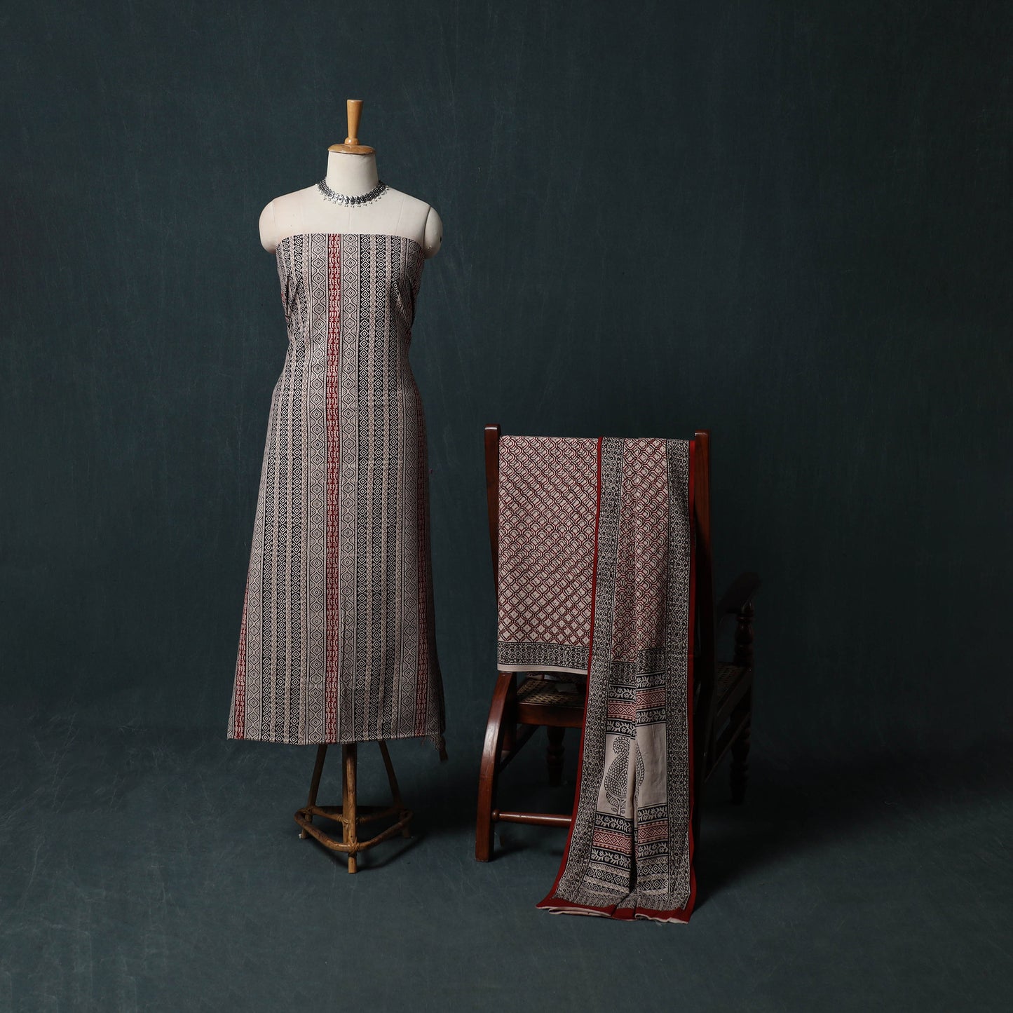 Bagh Hand Block Print Cotton 3pc Unstitched Dress Material Suit Set 41