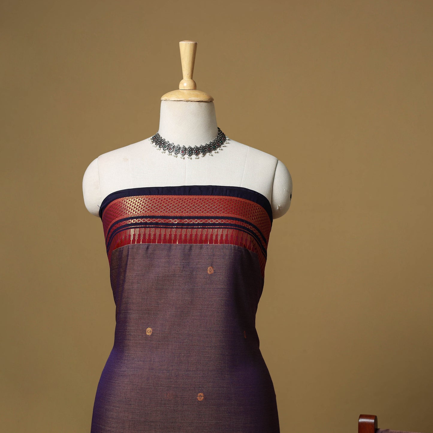 Dharwad Cotton 3pc Unstitched Dress Material with Border 49