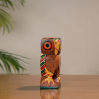 Owl - Traditional Burdwan Wood Craft Handpainted Sculpture (Small) 06