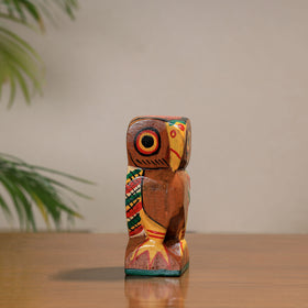 Owl - traditional burdwan wood craft handpainted sculpture