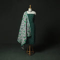 Green - Kutch Bandhani Tie-Dye Cotton 2pc Unstitched Dress Material Kurta Set with Earrings 21