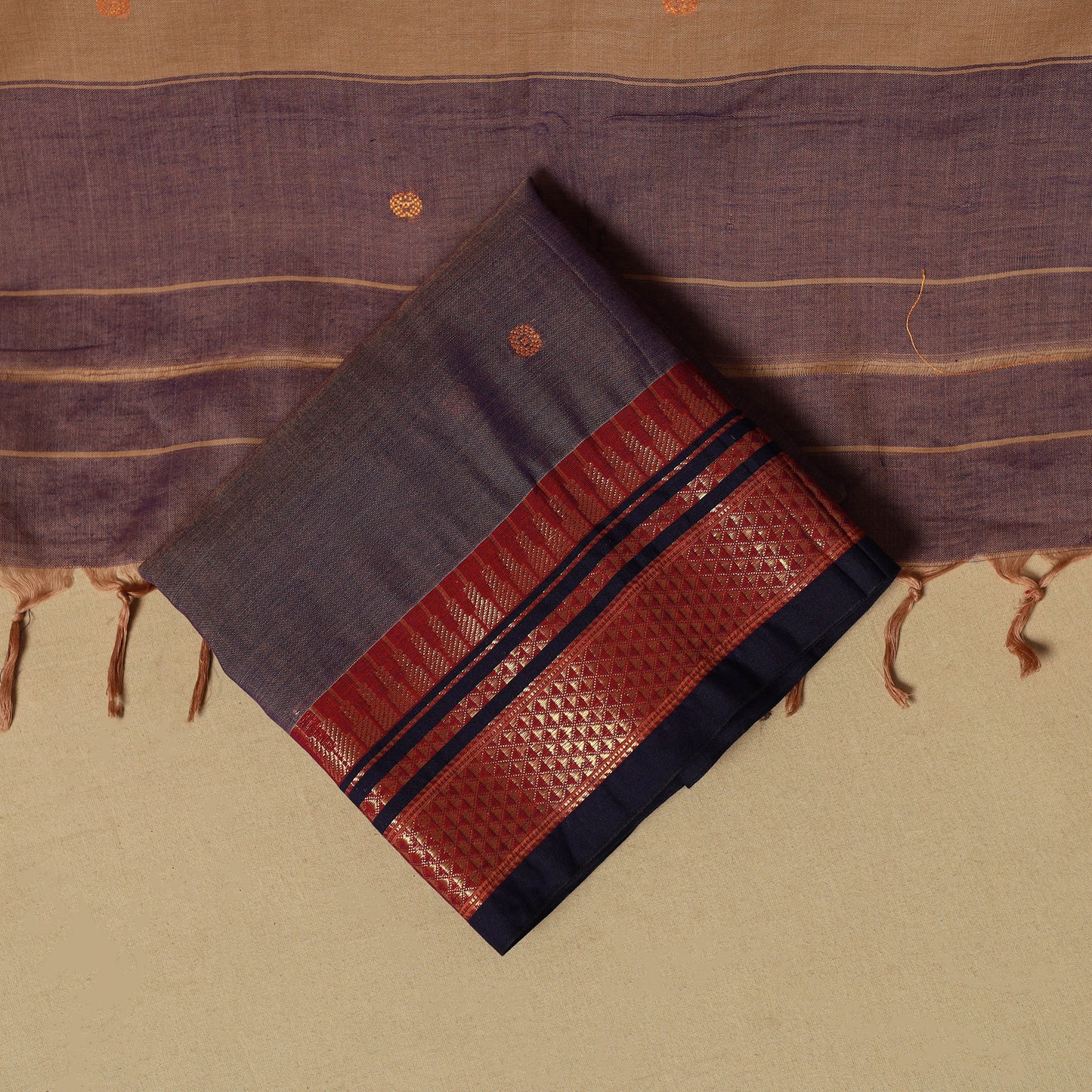 Dharwad Cotton 3pc Unstitched Dress Material with Border 49