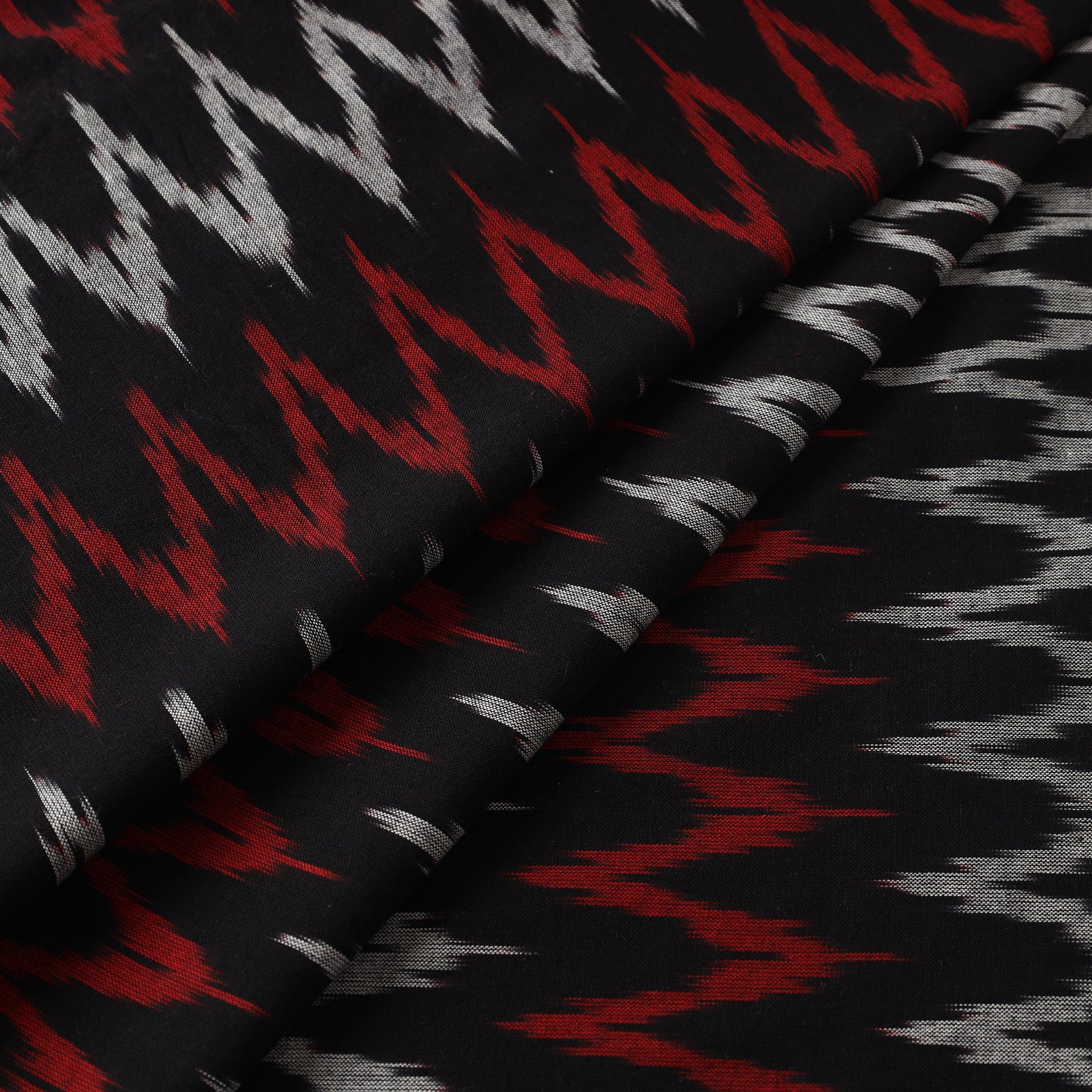 Black - Pochampally Ikat Weave Cotton Fabric