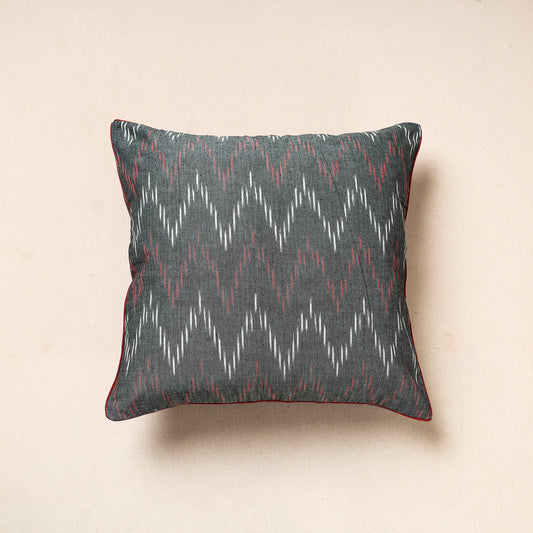 Black - Pochampally Ikat Cotton Cushion Cover (16 x 16 in) 20