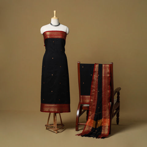 Dharwad Cotton 3pc Unstitched Dress Material with Border 50