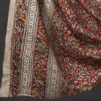 Red - 3pc Cotton Pedana Block Print Kalamkari Dress Material 14