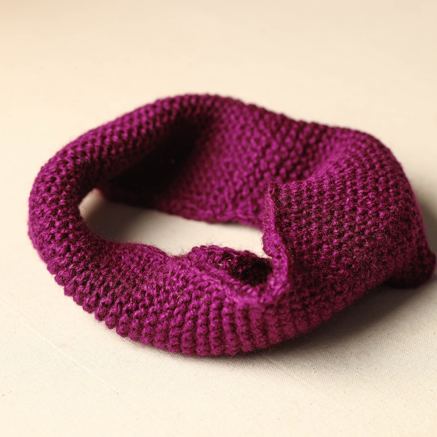 Purple - Kumaun Hand Knitted Woolen Warm Headband 04