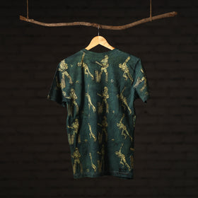 Green - Bindaas Block Art Prints Natural Dyed Cotton Round Neck T-shirt