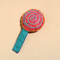 Candy - Handcrafted Embroidered Felt & Beadwork Paperweight