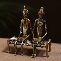 Sitting on Charpai - Tribal Odisha Dokra Art Decor Item