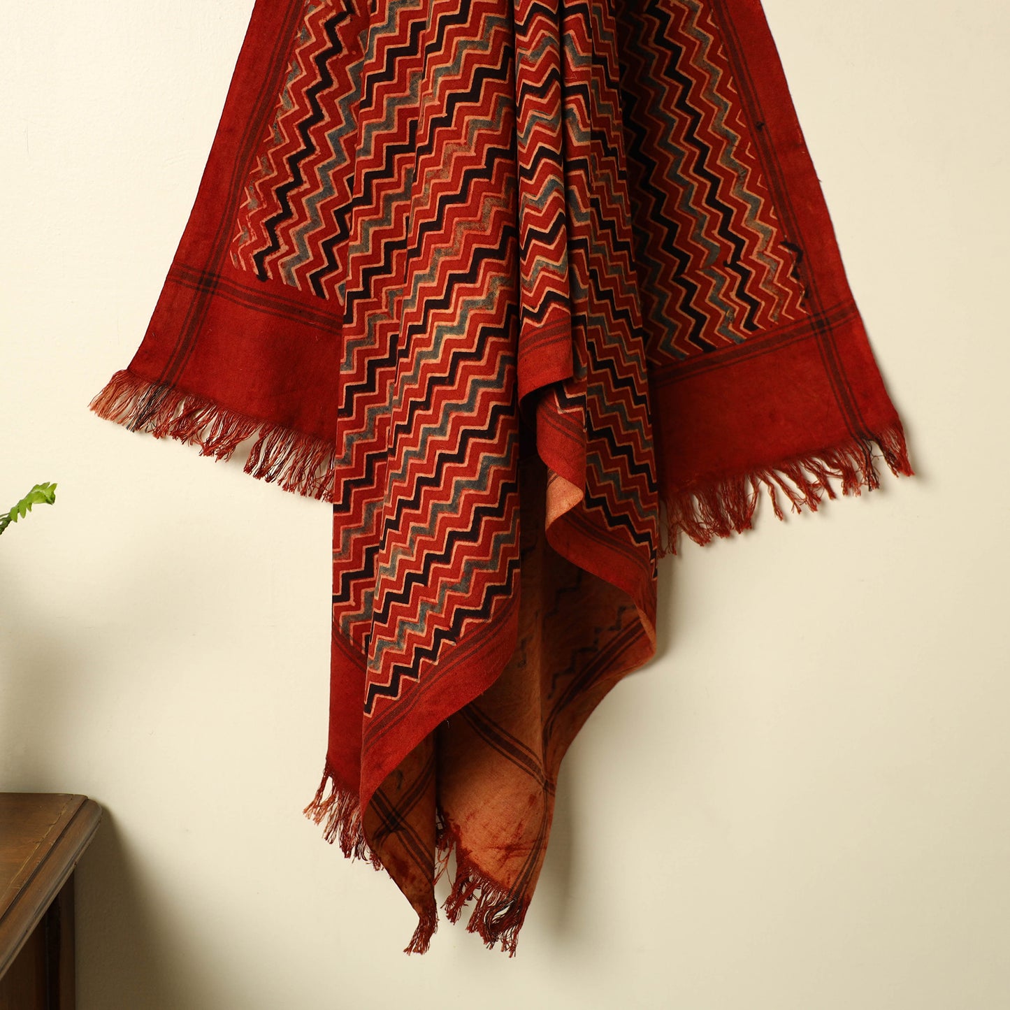 Red - Handloom Block Print Cotton Ajrakh Towel 03