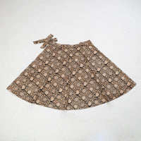 Brown - Block Printed Cotton Wrap Around Kalamkari Skirt 13