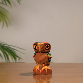  Owl - Traditional Burdwan Wood Craft Handpainted Sculpture (Small) 09 