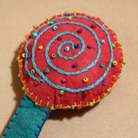 Candy - Handcrafted Embroidered Felt & Beadwork Paperweight