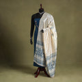 White Block Print Chanderi Silk Sanganeri Floral Dupatta