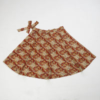 Red - Block Printed Cotton Wrap Around Kalamkari Skirt 10