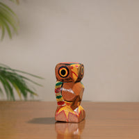 Owl - Traditional Burdwan Wood Craft Handpainted Sculpture (Small) 09