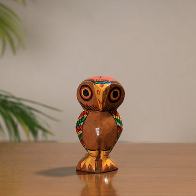 Owl - Traditional Burdwan Wood Craft Handpainted Sculpture (Small) 10