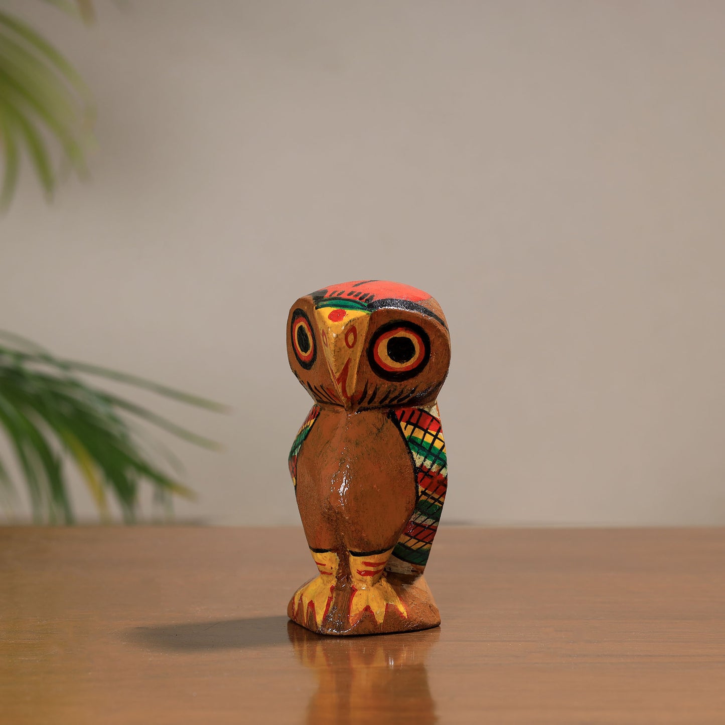 Owl - Traditional Burdwan Wood Craft Handpainted Sculpture (Small) 10