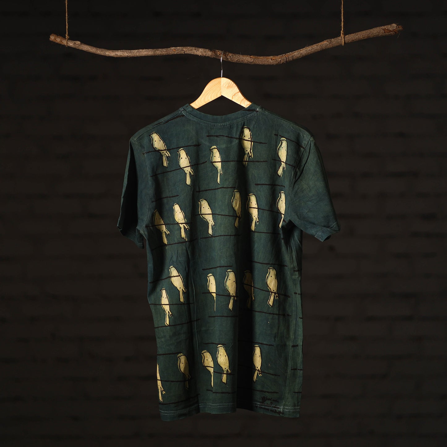 Green - Bindaas Block Art Printed Cotton Round Neck T-shirt