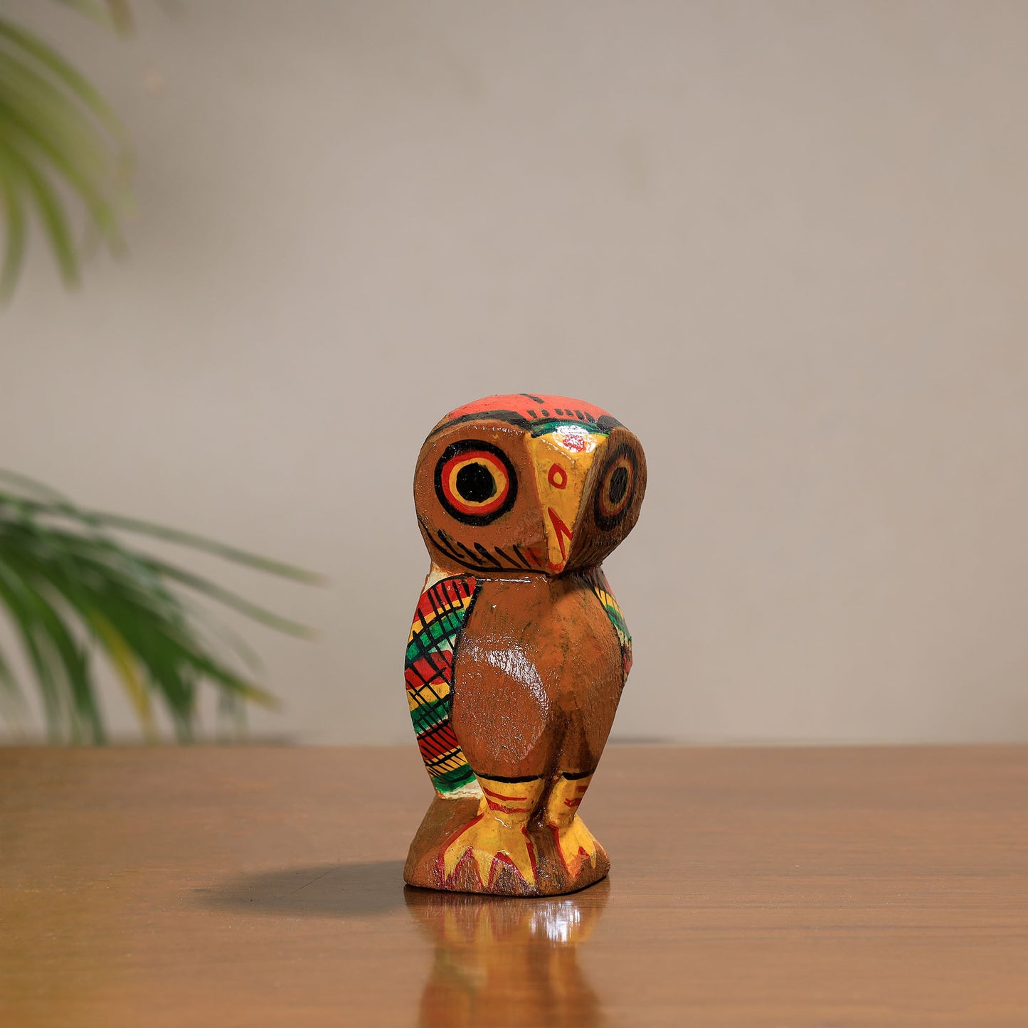 Owl - Traditional Burdwan Wood Craft Handpainted Sculpture (Small) 10