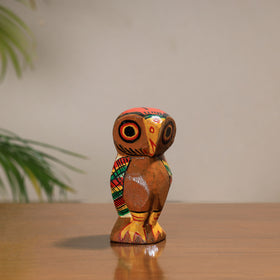 Buy Owl - Traditional Burdwan Wood Craft Handpainted Sculpture (Small) 10 Online at iTokri.com