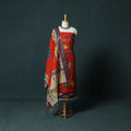 Handpainted Srikalahasti Pen Work Kalamkari Bangalore Silk 2pc Unstitched Dress Material Kurta Set 10