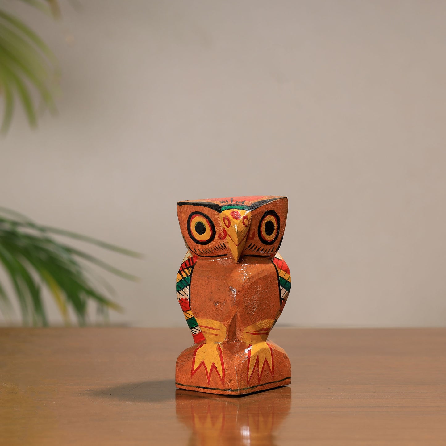 Owl - Traditional Burdwan Wood Craft Handpainted Sculpture (Small) 11