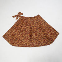 Brown - Block Printed Cotton Wrap Around Kalamkari Skirt 04