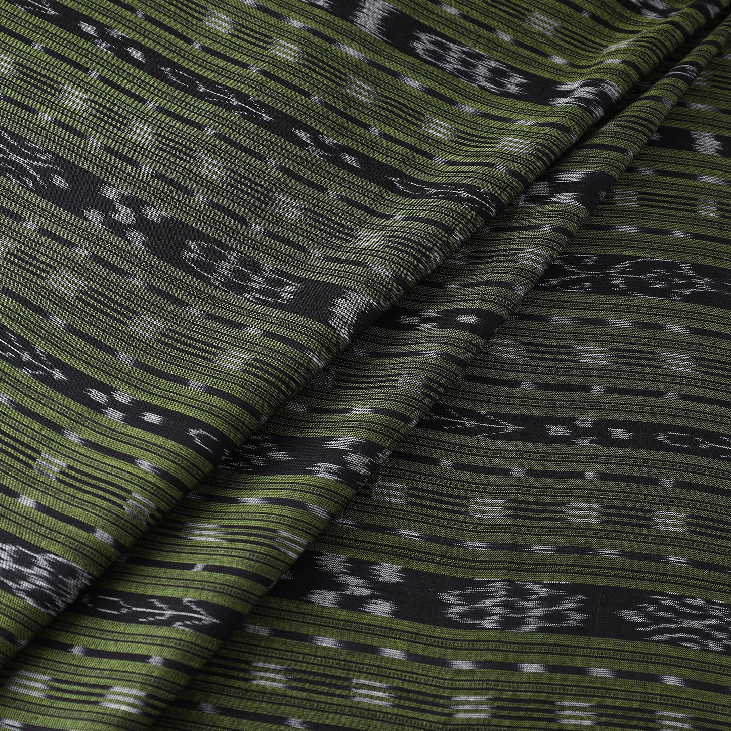 Green - Sambalpuri Ikat Weaving Cotton Fabric