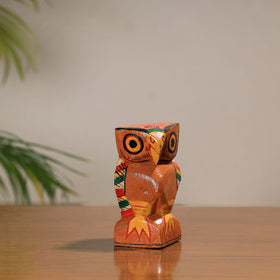 Buy Owl - Traditional Burdwan Wood Craft Handpainted Sculpture (Small) 11 Online at iTokri.com