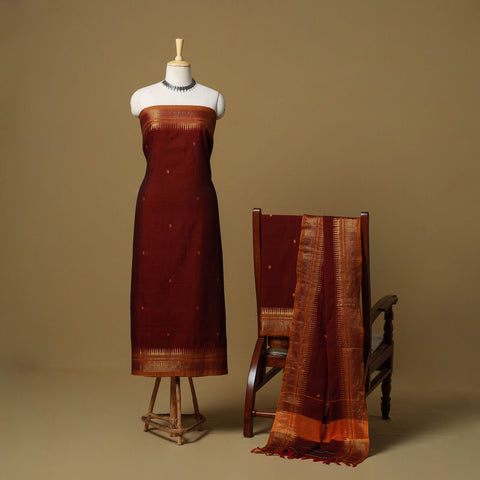 Dharwad Cotton 3pc Unstitched Dress Material with Border 52