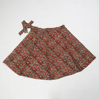 Red - Block Printed Cotton Wrap Around Kalamkari Skirt 02